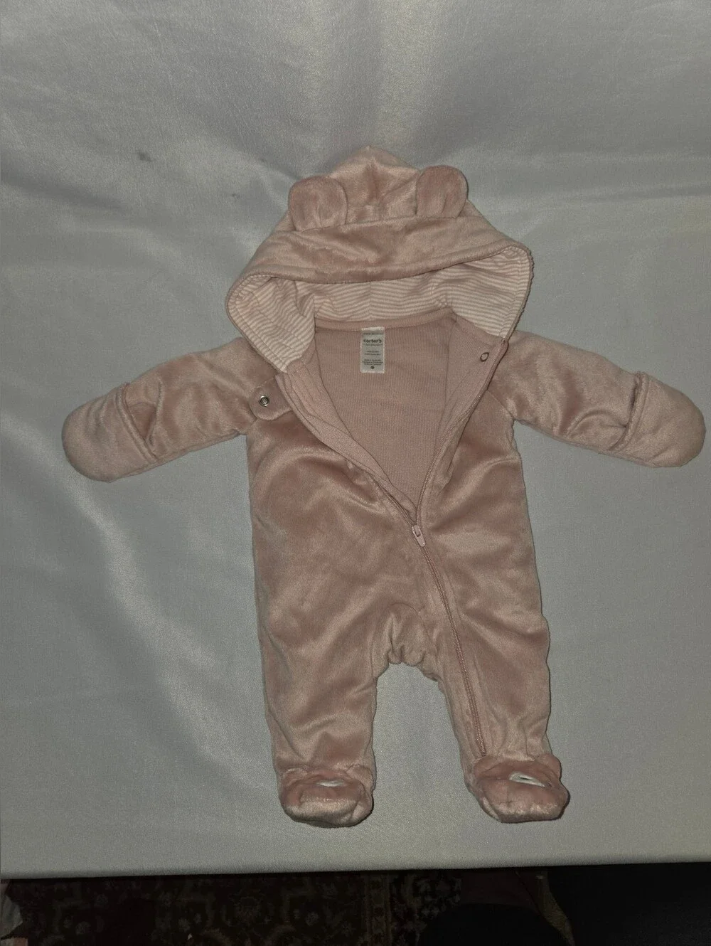 Carter’s Just One You Pink Fleece Bear Hooded Footed Onesie – Newborn